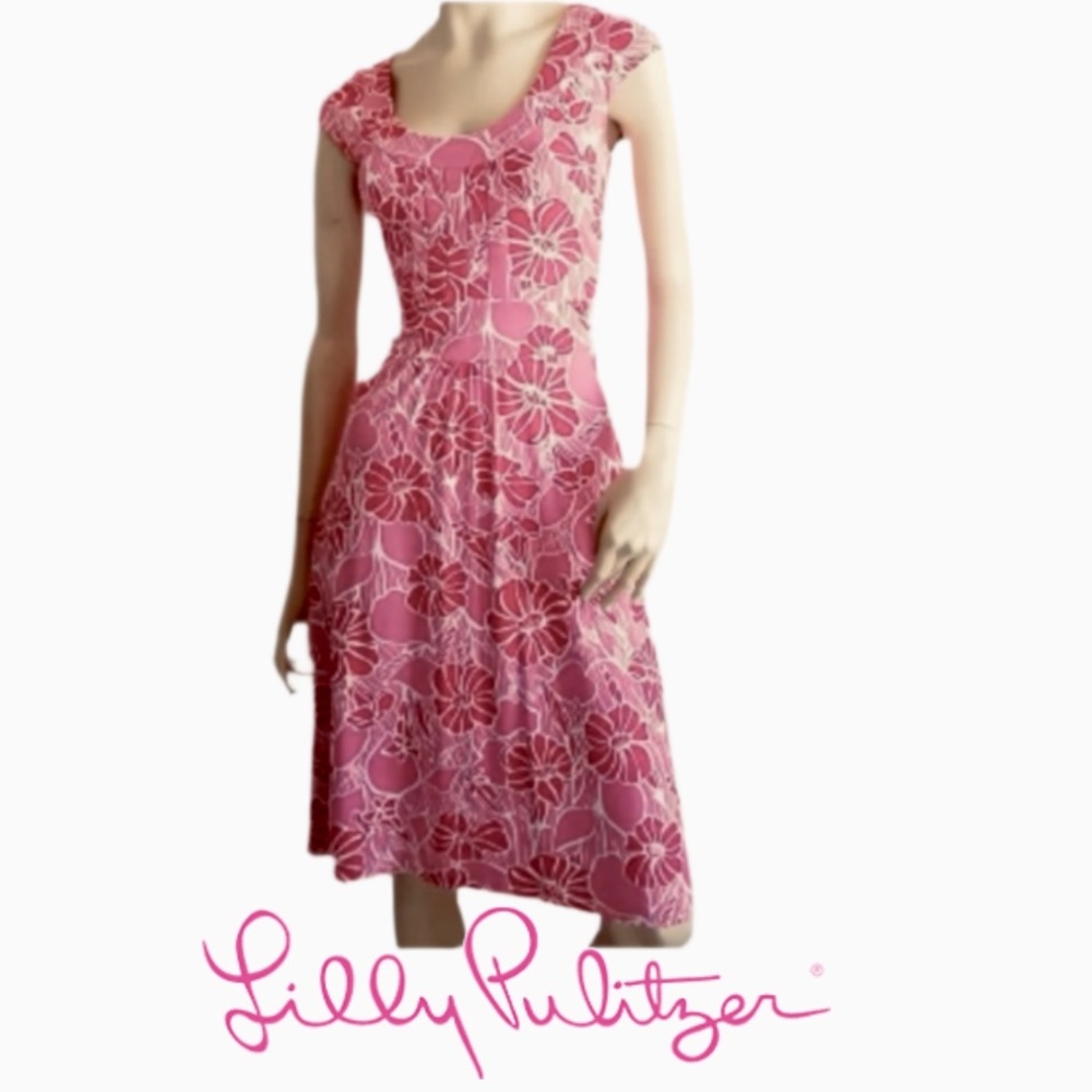 LILLY PULITZER | Jessalyn Dress Pink Floral Summer Resort Vacation Beach